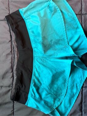 Lululemon Aqua Blue Athletic Shorts with Black Waistband